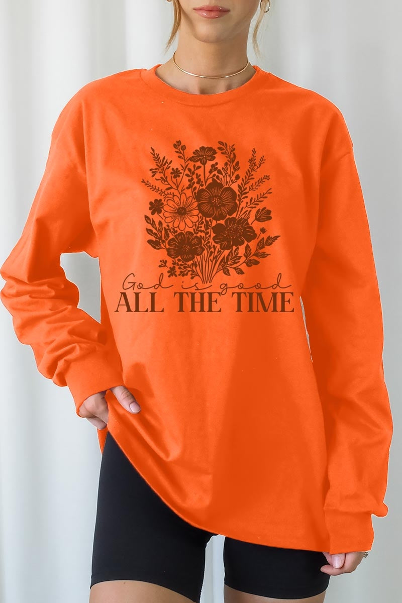 UL240P-E3116 God Is Good Floral Graphic Plus Long Sleeve Tee $17
