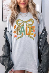 US3001-E3121 Fall Brushstroke Bow Graphic Tee $12.5