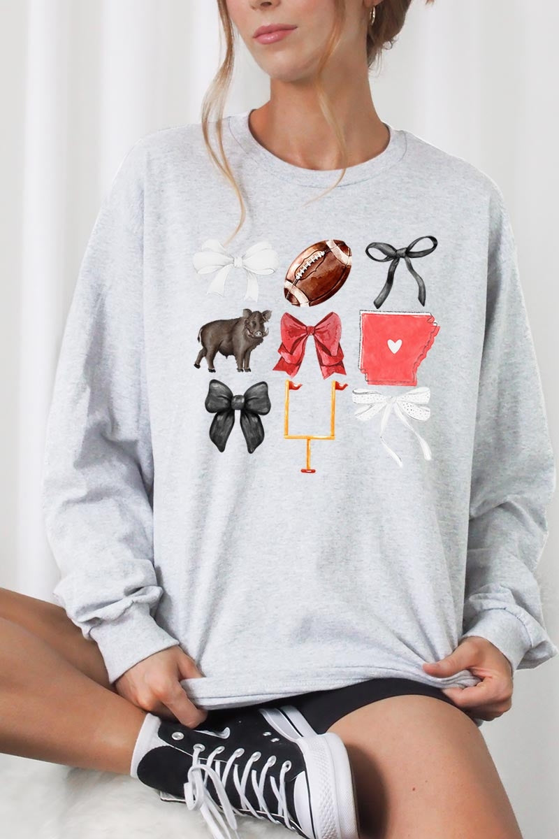 UL240-E3077 Arkansas Football Graphic Long Sleeve Tee $13.75