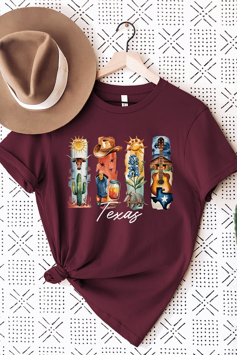 US3001P-E3061TX Texas State Brushstroke Graphic Plus Tee $16
