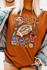 US3001P-E3072 Retro Floral Football Graphic Plus Tee $16