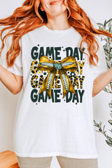5000-E3090 Yellow Football Game Day Bow Heavy Cotton Tee $9