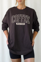 UL240P-E3207 Coffee Weather Graphic Plus Long Sleeve Tee $17