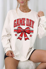 UL240P-E3062 Red Game Day Football Bow Plus Long Sleeve Tee $17