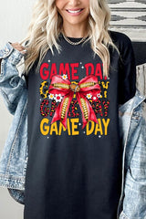 5000P-E3091 Red Yellow Football Bow Plus Heavy Cotton Tee $12.75