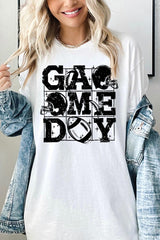 5000-E3073 Distressed Game Day Graphic Heavy Cotton Tee $9