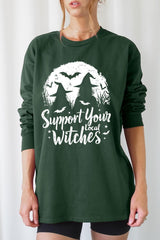 UL240-E3161 Local Witches Halloween Graphic Long Sleeve Tee $13.75