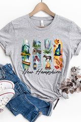 US3001P-E3061NH New Hampshire State Brushstroke Graphic Plus Tee $16
