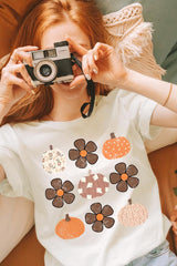 US3001P-E3117 Pumpkins & Flowers Fall Graphic Plus Tee $16