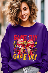 UL180P-E3091 Red Yellow Football Game Day Bow Plus Sweatshirt $25