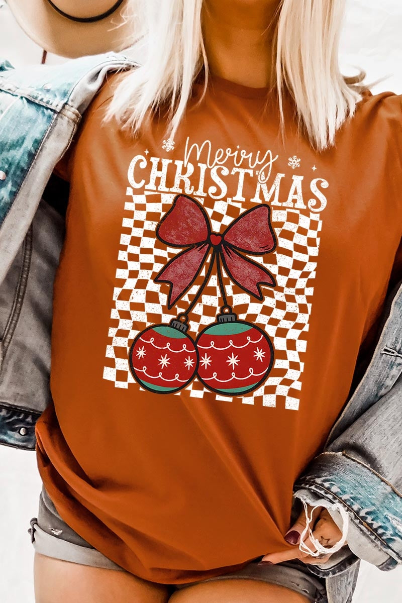 US3001P-E3196 Cherry Ornament Christmas Graphic Plus Tee $16