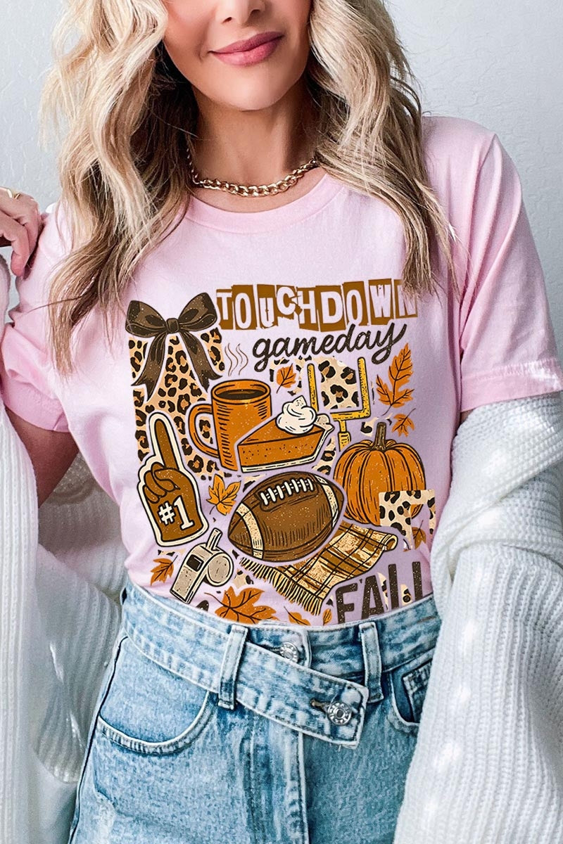 US3001P-E3134 Fall Football Collage Graphic Plus Tee $16