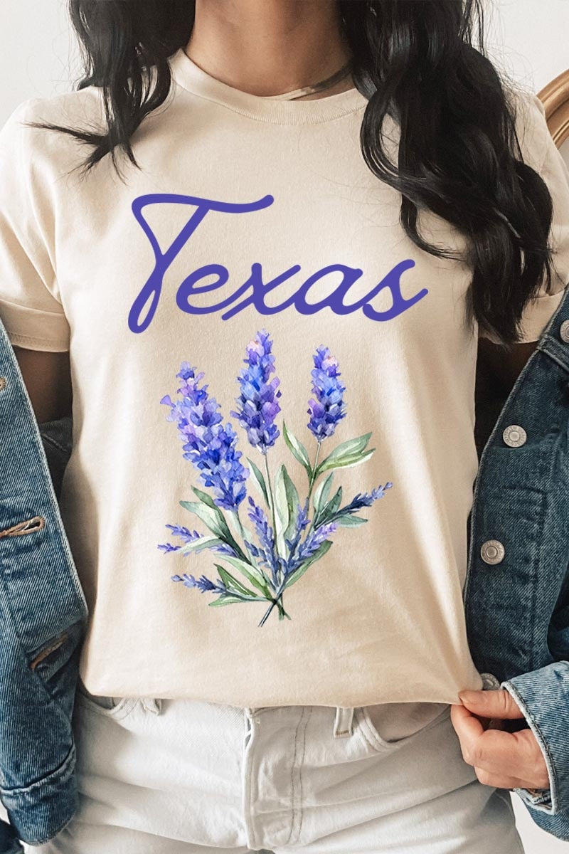 US3001-E3060 Texas Bluebonnet Graphic Tee $12.5