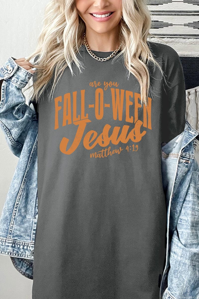 5000P-E3143 Are You Fall O Ween Jesus Plus Heavy Cotton Tee $12.75