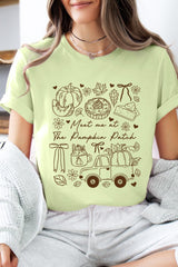 US3001P-E3163 Pumpkin Patch Doodle Graphic Plus Tee $16