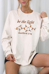 UL240-E3214 Be the Light Christian Graphic Long Sleeve Tee $13.75