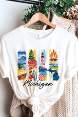 US3001-E3061MI Michigan State Brushstroke Graphic Tee $12.5
