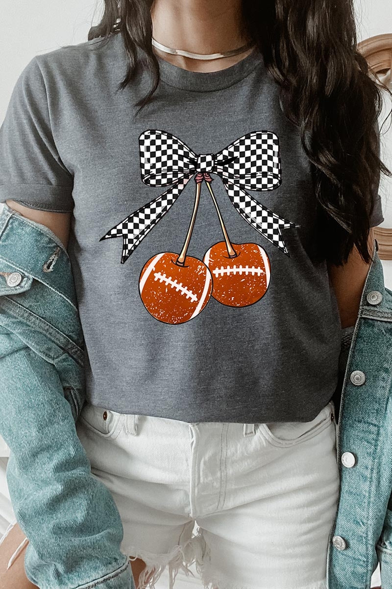 US3001P-E3055 Football Cherries Graphic Plus Tee $16