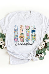 US3001-E3061CT Connecticut State Brushstroke Graphic Tee $12.5