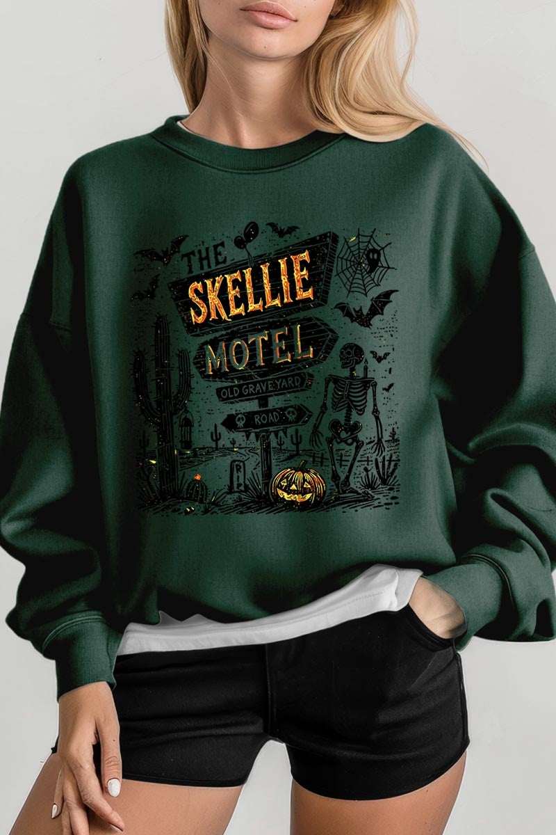 UL180-E3108 Skellie Motel Halloween Graphic Sweatshirt $20