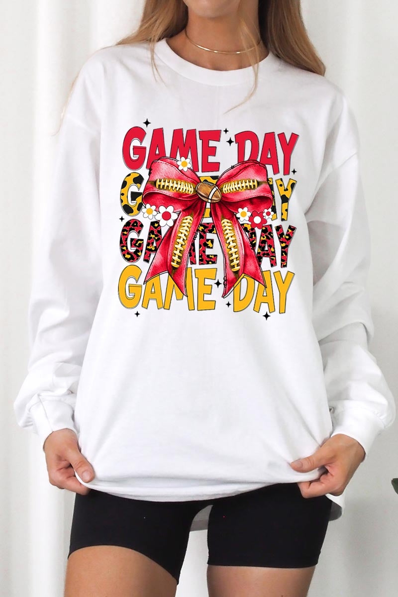 UL240P-E3091 Red Yellow Football Bow Plus Long Sleeve Tee $17