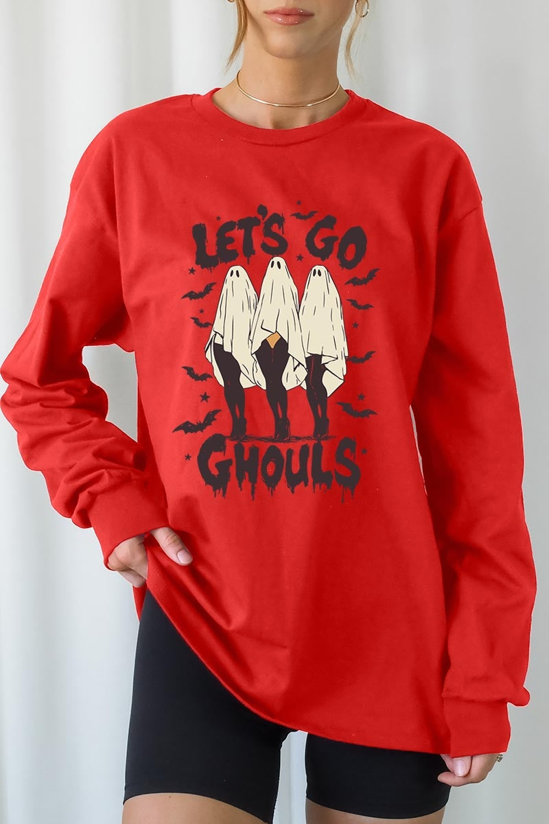 UL240P-E3160 Letu2019s Go Ghouls Ghost Graphic Plus Long Sleeve Tee $17