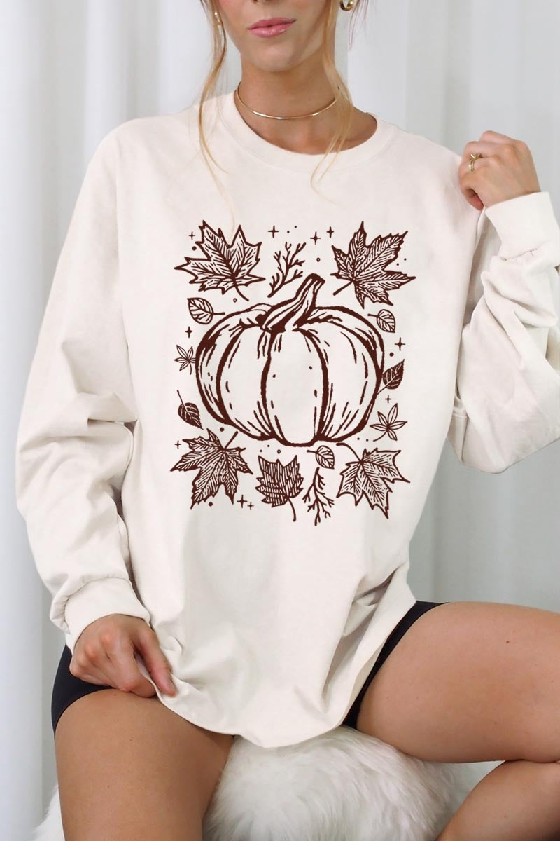 UL240-E3162 Fall Pumpkin Graphic Long Sleeve Tee $13.75