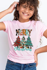 US3001Y-E3200Z Merry Christmas Trees Kids Graphic Tee $11