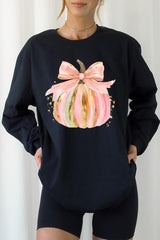 UL240-E3083 Brushstroke Pumpkin Graphic Long Sleeve Tee $13.75