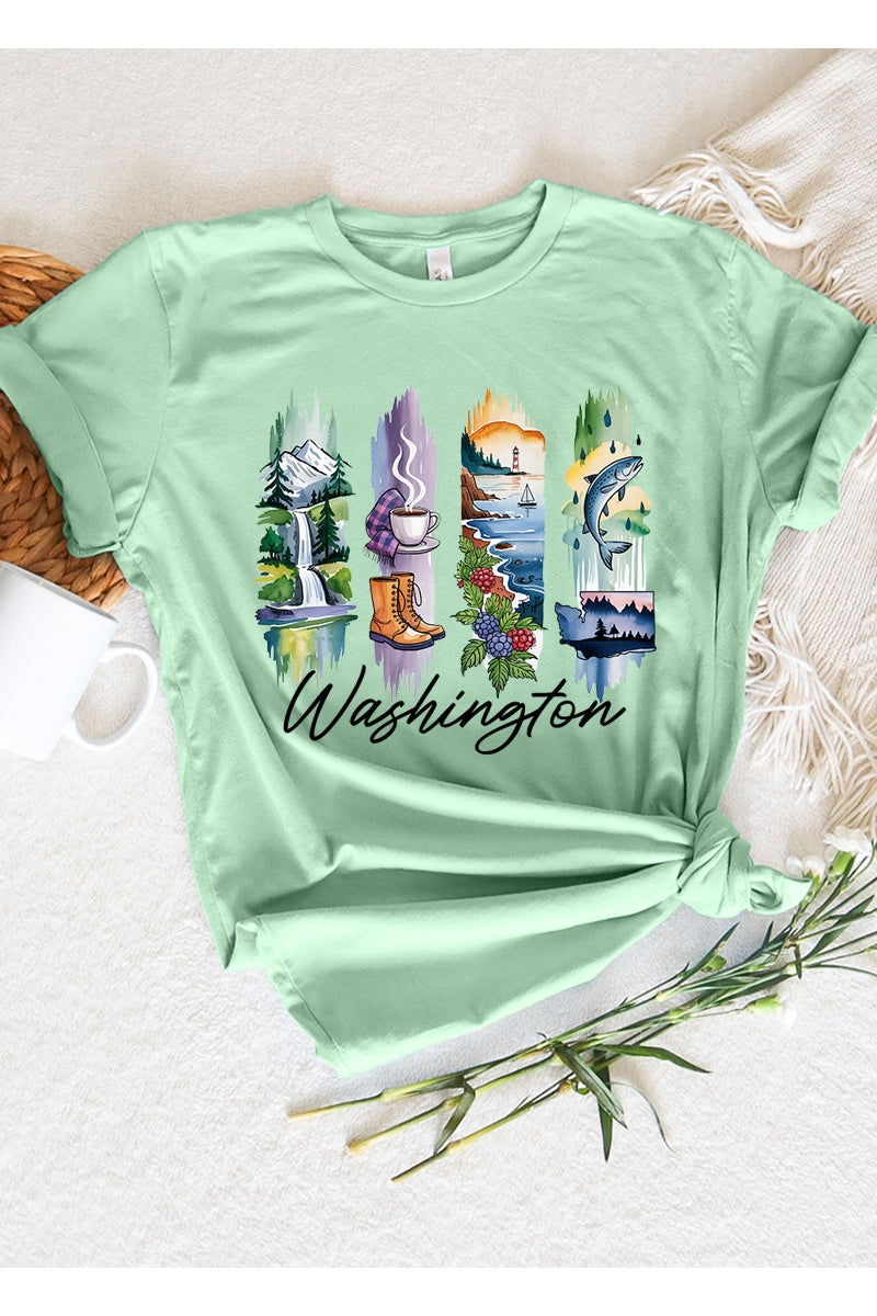 US3001P-E3061WA Washington State Brushstroke Graphic Plus Tee $16