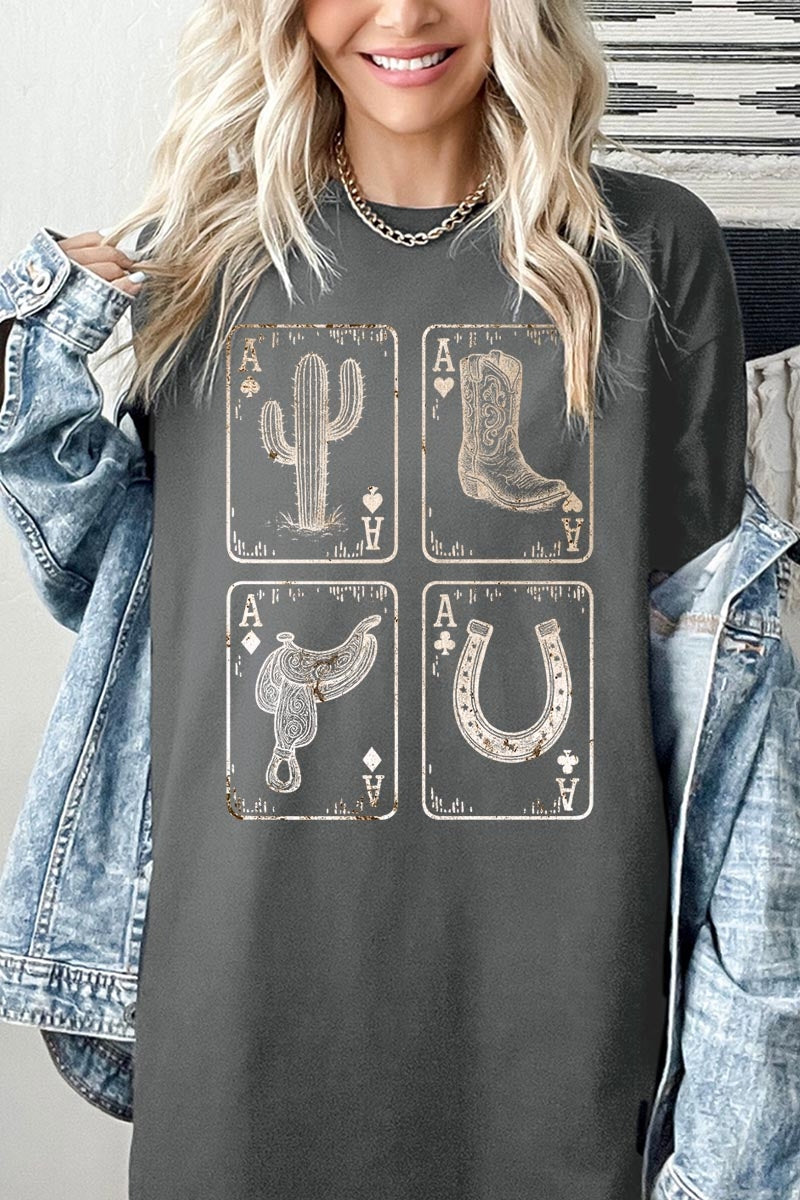 5000-E3094 Western Cowgirl Card Graphic Heavy Cotton Tee $9
