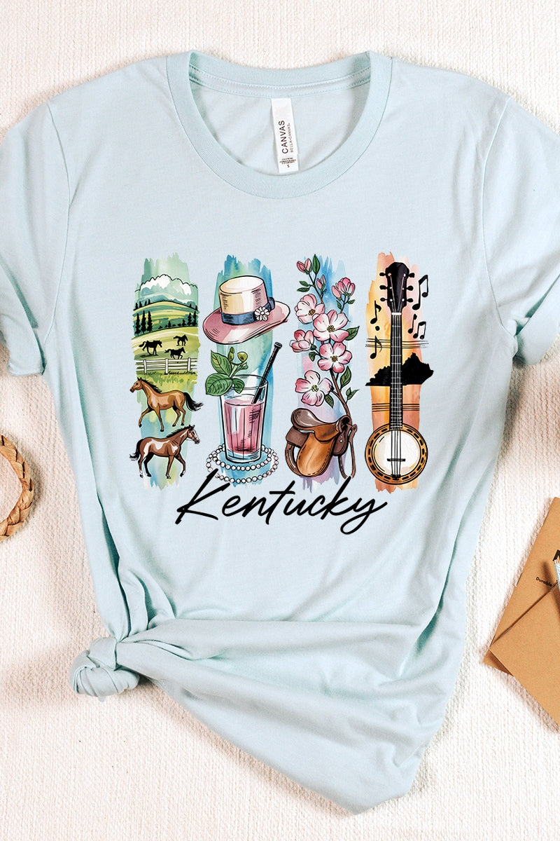 US3001-E3061KY Kentucky State Brushstroke Graphic Tee $12.5