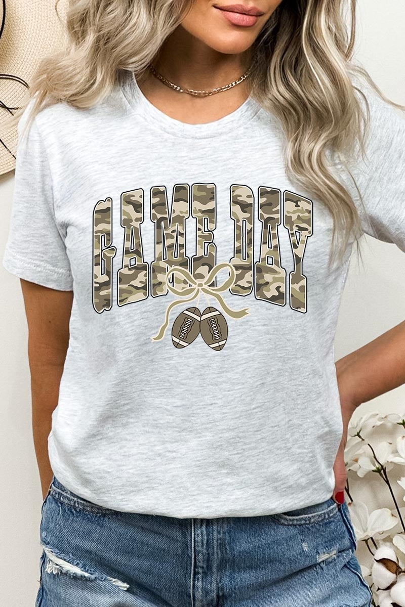 US3001-E3131 Football Game Day Camo Graphic Tee $12.5