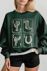 UL180-E3094 Western Cowgirl Card Graphic Sweatshirt $20