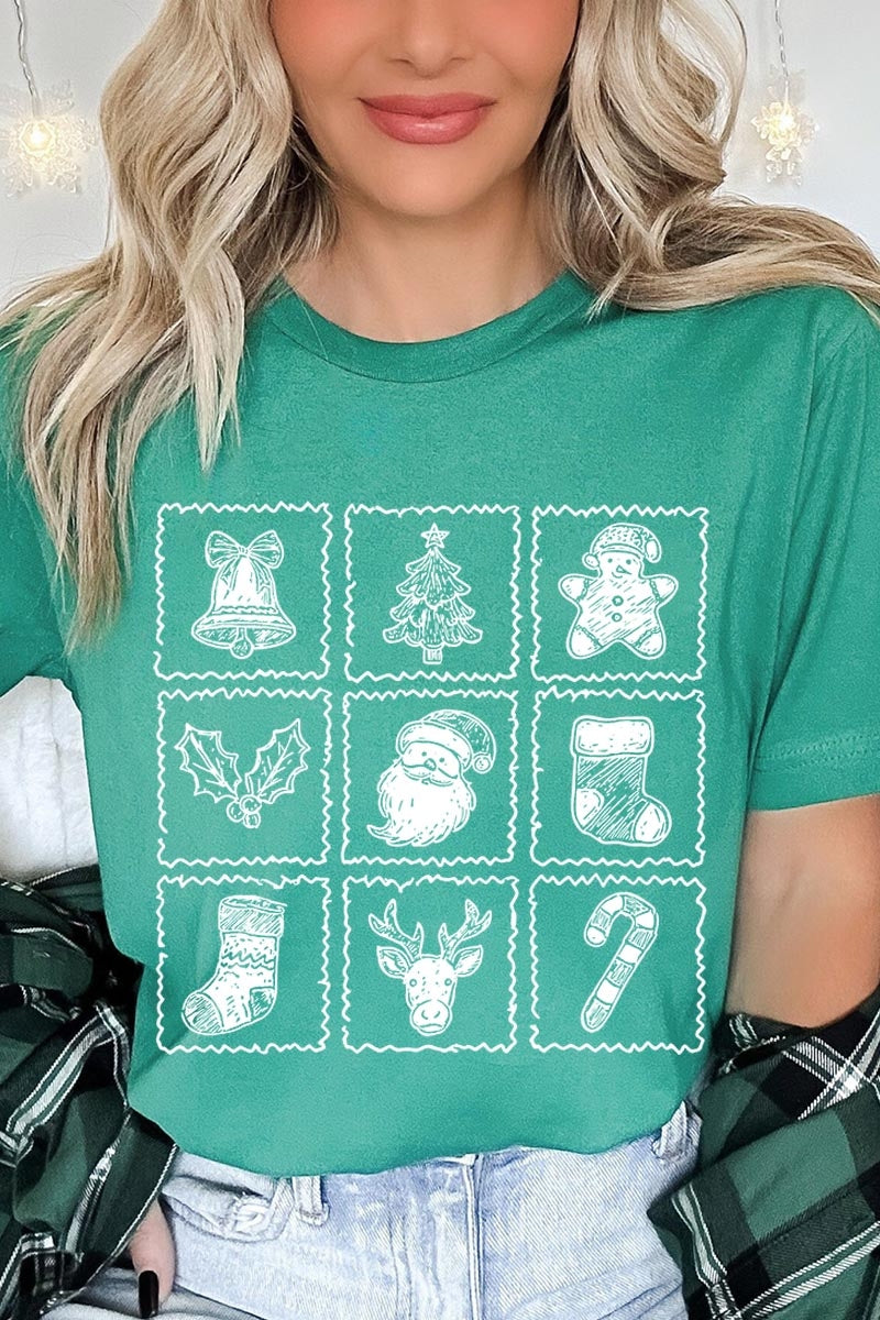 US3001P-E3215 Christmas Icons Graphic Plus Tee $16