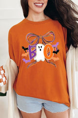 5000-E3120 Boo Brushstroke Bow Graphic Heavy Cotton Tee $9