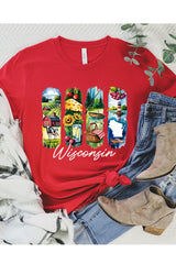 US3001P-E3061WI Wisconsin State Brushstroke Graphic Plus Tee $16