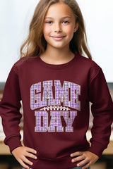 UL180B-E3127Z Purple Gingham Game Day Kids Graphic Sweatshirt $20