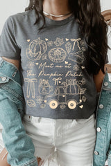 US3001P-E3163 Pumpkin Patch Doodle Graphic Plus Tee $16