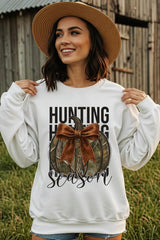 UL180P-E3190 Hunting Pumpkin Bow Graphic Plus Sweatshirt $25