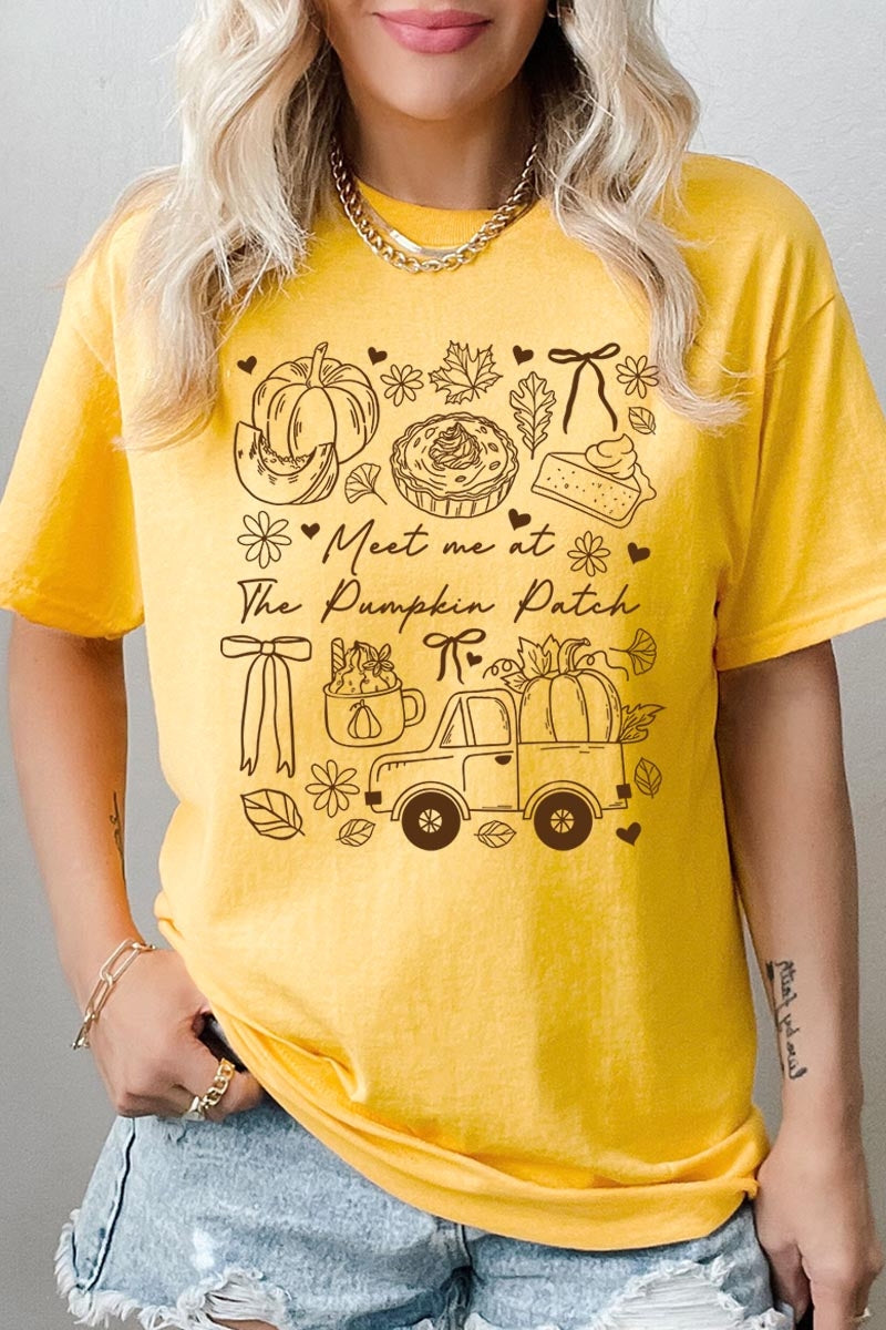 5000P-E3163 Pumpkin Patch Doodle Graphic Plus Heavy Cotton Tee $12.75