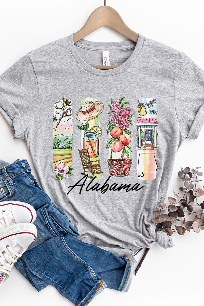 US3001-E3061AL Alabama State Brushstroke Graphic Tee $12.5