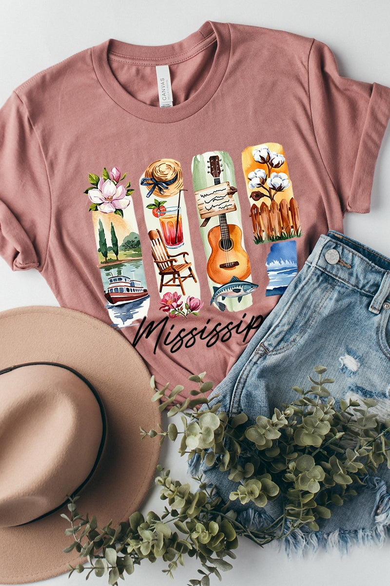 US3001-E3061MS Mississippi State Brushstroke Graphic Tee $12.5
