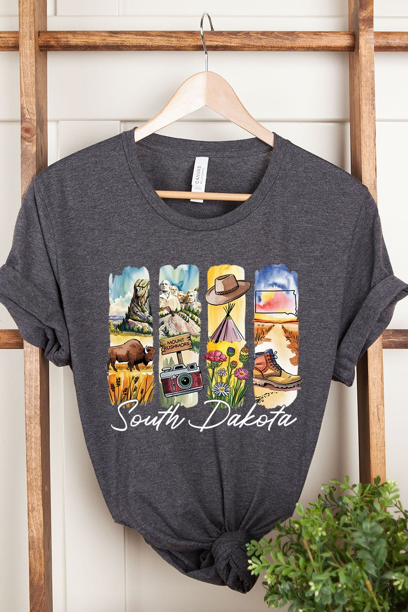 US3001P-E3061SD South Dakota State Brushstroke Graphic Plus Tee $16