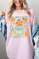 5000-E3153 Floral Pumpkin Stack Graphic Heavy Cotton Tee $9