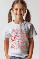 US3001Y-E3181Z Christmas Doodle Kids Graphic Tee $11