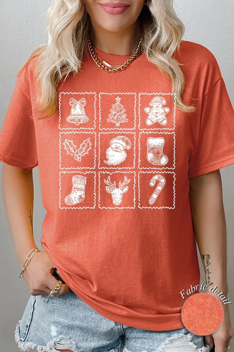 5000P-E3215 Christmas Icons Graphic Plus Heavy Cotton Tee $12.75