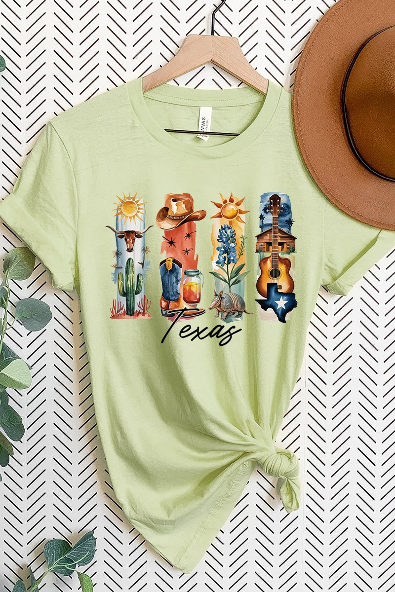 US3001P-E3061TX Texas State Brushstroke Graphic Plus Tee $16
