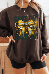 UL180-E3090 Yellow Football Game Day Bow Graphic Sweatshirt $20