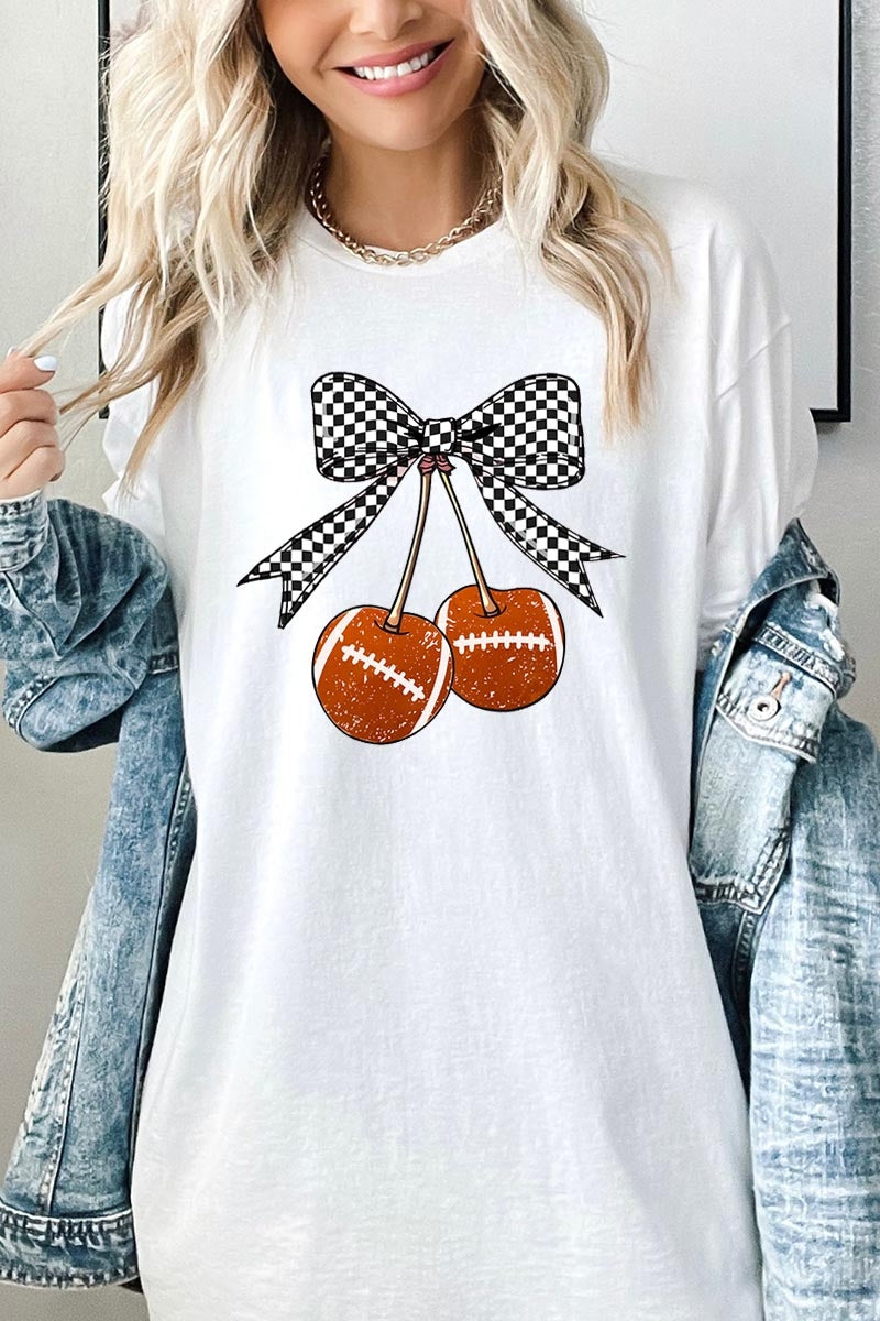 5000-E3055 Football Cherries Graphic Heavy Cotton Tee $9